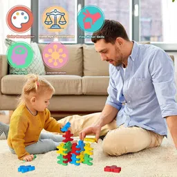grest Wooden Balancing and Stacking Human Shape Puzzle Blocks Toy For Kids - 16 Pcs image 4