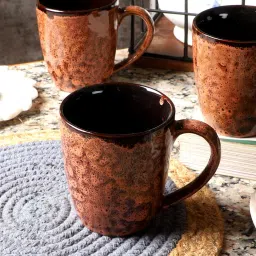 cdi Glossy Textured 300ml Brown Ceramic (Set of 6) Coffee Mug image 1