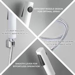 ibell IBL 33-AB ABS Health Faucet with Stainless Steel Hose Pipe, Jet Spray for Toilet – Wall Mounted, White Health Faucet image 5