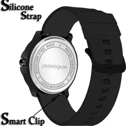 provogue Minimalist Slim Series | Smart Watch Strap | Smart Clip | Soft Silicon | Boys Analog Watch - For Men PROVG-492-BLACK-BLACK image 3