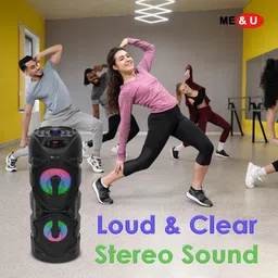 ME&U Music Feast pro 8 hours play time BT TWS Mic RGB light FM USB AUX 40 W Bluetooth Tower Speaker image 5