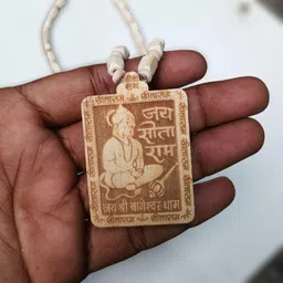 whitechimes Bageshwar Dham Mala For Tulsi Beads Hanuman ji Original Tulsi Kanthi Wood Chain Wood Locket Set-picture-22
