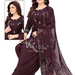 yashika Unstitched Crepe Salwar Suit Material Solid, Printed, Geometric Print image 3