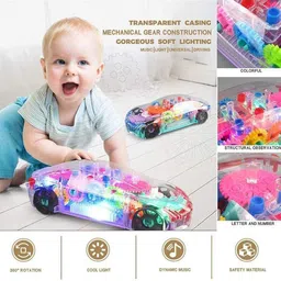 aj alliance Musical and 3D Lights Kids Transparent Car, Toy for 2-5 Year Kids image 2