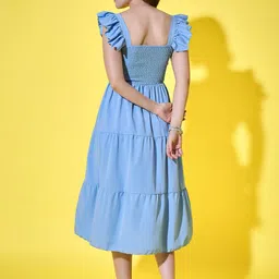 dimpy garments Women Fit and Flare Light Blue Maxi/Full Length Dress image 2