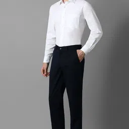 louis philippe Men Slim Fit Dark Green Polyester Trousers image 2