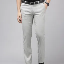 arrow Men Tapered Grey Polyester Trousers image 1