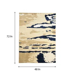 saral home Beige Abstract Cotton 4 ft x 6 ft Machine Made Carpet image 3