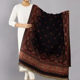 HANDICRAFT PALACE Ethnic Motifs Woven Design Wool Jamawar Shawl-image-56