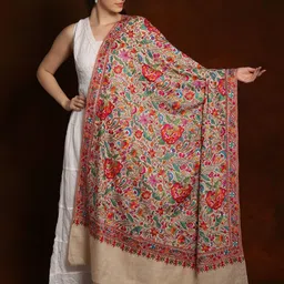 Exotic India Floral Embroidered Pashmina Shawl-picture-37