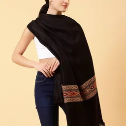 Moda Chales Tribal Woven Design Fringed Border Shawl image 5