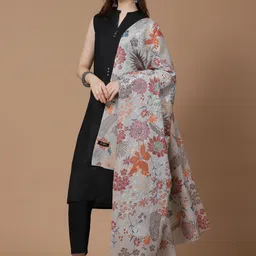 SWI Stylish Floral Printed Aari Embroidery Shawl image 2