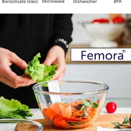 Femora Set Of 2 Transparent Solid Borosilicate Glass Mixing Bowl Bakeware image 5