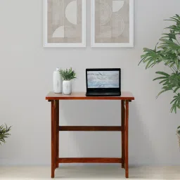 woodsworth from pepperfry Bern Sheesham Wood Foldable Study Table in Scratch Resistant Honey Oak Finish image 1