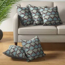 Grey Traditional Cotton 16 x 16 Inches Cushion Covers (Set of 5) by Petal Home-picture-17