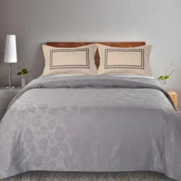 Grey Floral 144 TC 100% Cotton King Sized Bed Sheets with 2 Pillow Covers-image-71