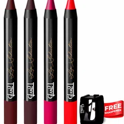 glam21 Lip Seduction Crayon Lipstick Set of 4 | Sunny Red, Light Maroon, Brown & Pink-picture-22