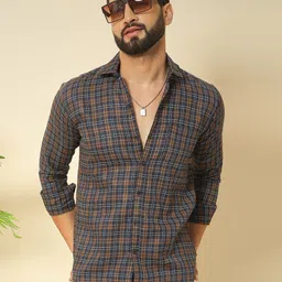 youth first Men Regular Fit Checkered Spread Collar Casual Shirt-picture-25