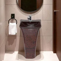 luxehome Elegant Ceramic Standing Wash Basin with Pedestal – Glossy Finish Luxury Contemporary Quba Series Standing Wash Basin | Durable Ceramic Pedestal Pedestal Basin-picture-10