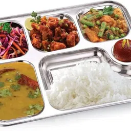 kiychennook Stainless Steel 5in1 Compartments Bhojan Thali leser print Thali 325G 13 IN Sectioned Plate image 4