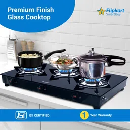 flipkart smartbuy Imperio 3 Burners Glass Manual Gas Stove image 2