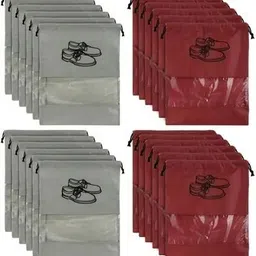 vaidraj Travel Shoe Pouch for Travelling Pack of 24 Shoe Cover for Travel 15_24 Polyester, Plastic Maroon, GREY Boots Shoe Cover, High Ankle Shoe Cover, High Heeled Shoe Cover, Toes Shoe Cover-picture-44