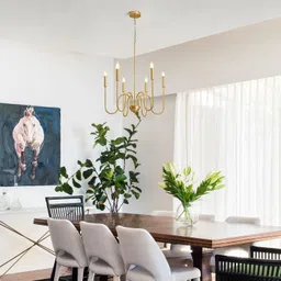 flipkart smartbuy Modern Adjustable Height Chandelier Light Fixture, Gold, 6 Candle Style no bulbs Chandelier Ceiling Lamp image 2