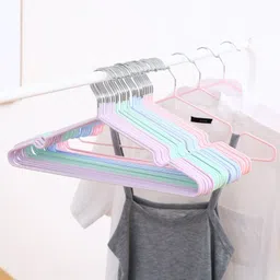 Durable PVC Coated Steel Hangers, Anti Slip Design, Side Notches Hangers for Steel Dress Pack of 10 Hangers For Dress-image-3