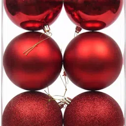 vital creation Plastic Christmas Big Ball Ornaments with 3 Different Tree Balls T21-XMAS Balls Pack of 6 image 2