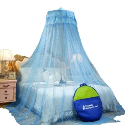 classic mosquito net Double Bed Hanging Polyester Mosquito Net In Blue Colour image 2