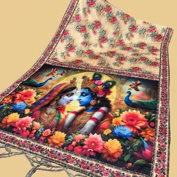 bloviate Silk Blend Printed, Applique Multicolor Women Dupatta-picture-22