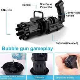 anvi Gatling Bubble Gun for Kids, 8-Hole Automatic Bubbles Gun for Boys and Girls Water Gun image 3