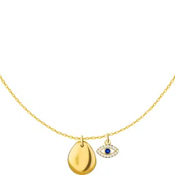 925 Sterling Silver Golden Evil Eye Charm Necklace with Chain Zircon Rhodium Plated Sterling Silver Necklace-image-18