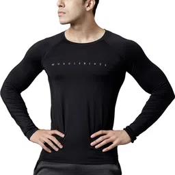 muscleblaze Compression Muscle Tee Full Sleeve, Midnight Black Men Compression-picture-14