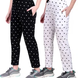 jeckward Pack of 2 Women Polka Print Multicolor Track Pants-picture-28