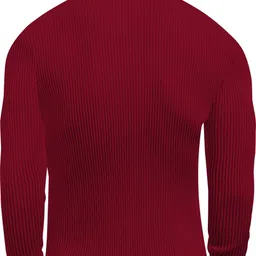 clothify Men Self Design Turtle Neck Red Sweater image 2