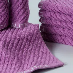 Nautica Set Of 8 Purple Solid 600 GSM Fluffy Zero Twist 100% Cotton Face Towels image 3