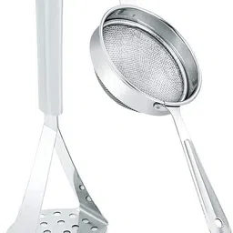 axolotl Stainless Steel Potato Masher & Double Net Tea Sieve Combo Kitchen Tool Set-picture-18