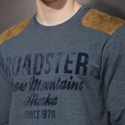 roadster Men Printed Round Neck Cotton Blend Grey T-Shirt image 4