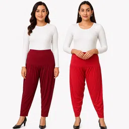 Solid Viscose Women Harem Pants-image-29