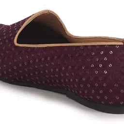 fausto Embroidery Sequin Ethnic Slip On Juttis for Wedding|Traditional Sherwani Shoes Mojaris For Men image 5