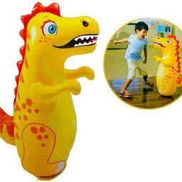 hornflow 3 Feet Inflatable PVC Sand Base Dino Shape Hit Me 3D BOP Bag Inflatable Bouncer (Multicolor) Inflatable HitMe Toys image 2