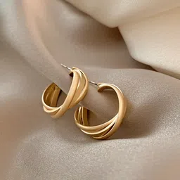 unwind by yellow chimes Gold Toned Half Hoop Earrings Alloy Hoop Earring-picture-21