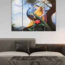 inephos Radha Krishna's Blue Wood Framed Spiritual Art Panel-picture-16