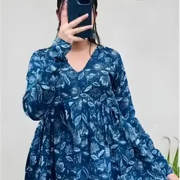 harvi Casual Regular Sleeves Printed Women Blue Top-picture-11