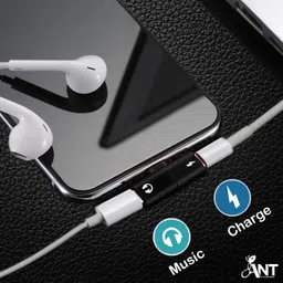 SANNO WORLD Black phone splitter Both Lightning 2 in 1 Mini Portable earphones Converter Phone Converter image 2