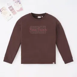 edheads Girls Brown Printed Cotton Sweatshirt-image-95