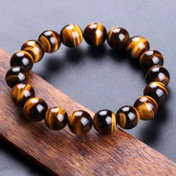 Yellow Chimes Unisex Natural Tiger's Eye Stone Reiki Healing Beads Stretchable Bracelets-picture-17