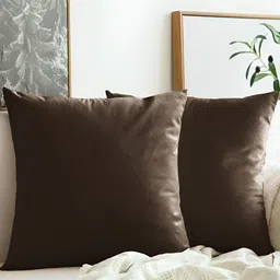 Aurave Brown 2 Pcs Square Cushion Covers-picture-34