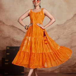 Sangria Printed Georgette Anarkali Gown image 1